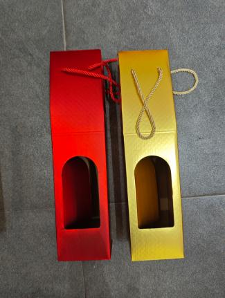 Wine Carrier Bag, 1-Bottle (Red+Gold)