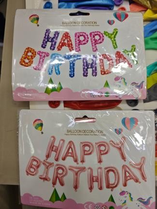 16-inch Birthday Alphabet Set, 2 colors as pictured, 150 sets each