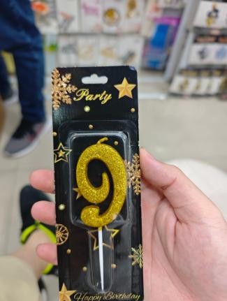Gold-Glitter Number Candles, assorted 0-9