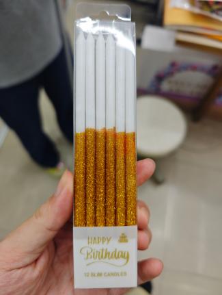 12pcs Half-Gold-Glitter Candles, Box Pack, Assorted Colors