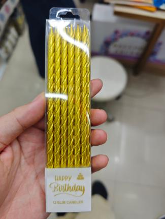 12pcs Gold-Plated Spiral Candles, Box Pack, Assorted Colors