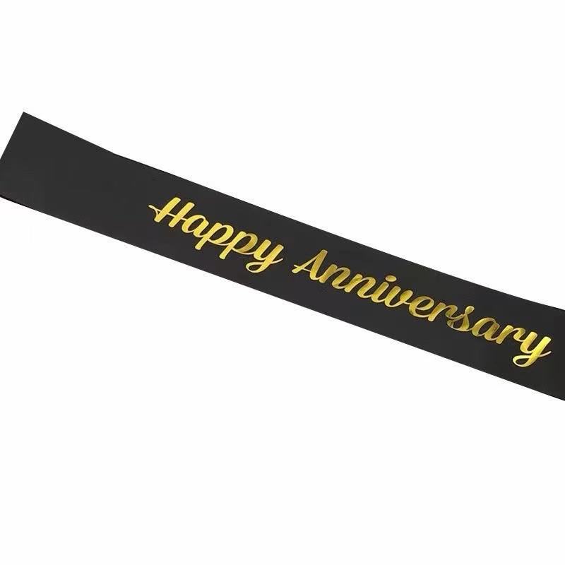 Satin Glitter Ribbon Card Happy Anniversary Assorted