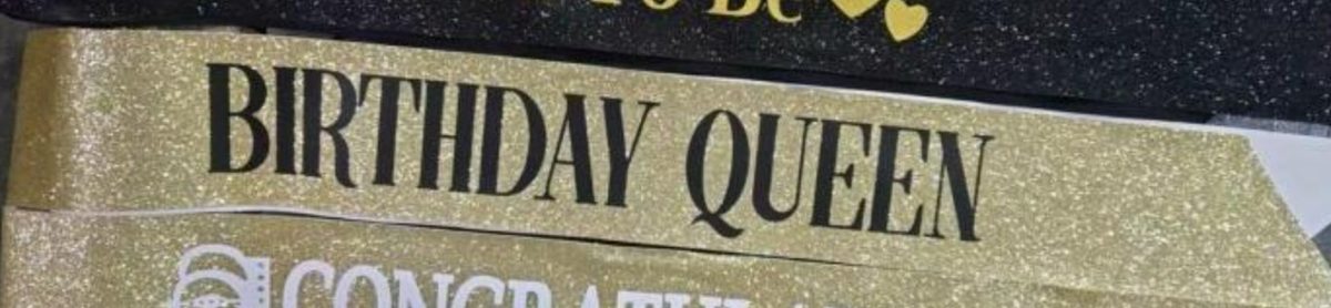 Gold-dust Printed Ribbon Card Birthday Queen Assorted
