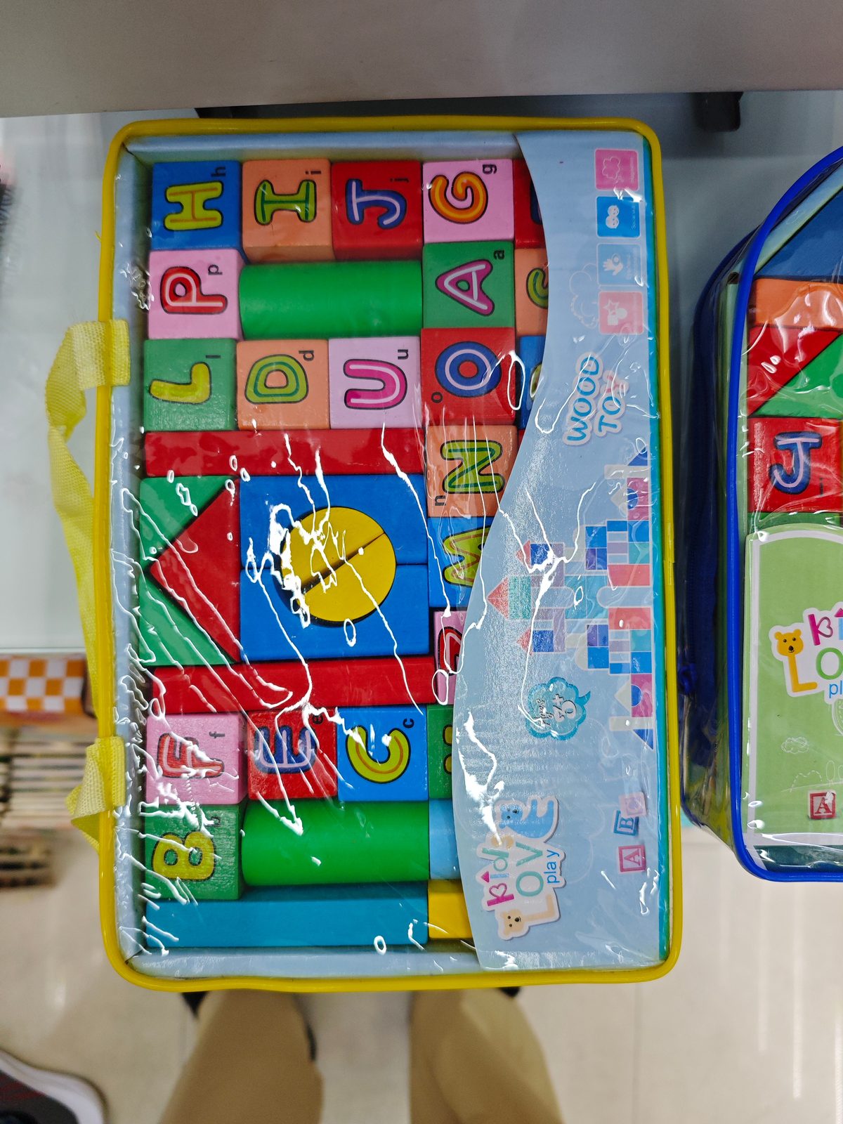 Wooden alphabet blocks (rectangular bag)