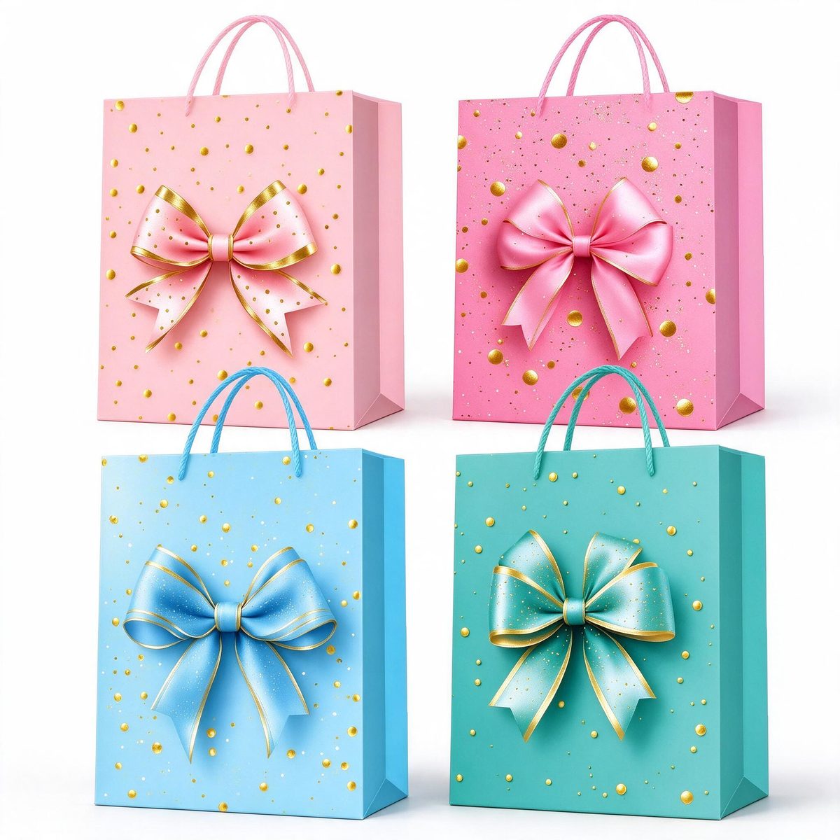 Rectangular Gift Bag Gold-dot Bow 26x12x32 (Gilding 3D 688)