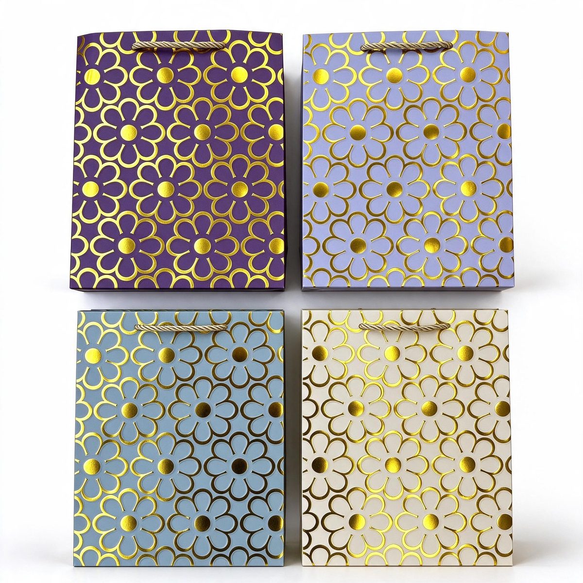 Rectangular Gift Bag Gold Floral Embossed 26x12x32 (Gilding embossing 439)