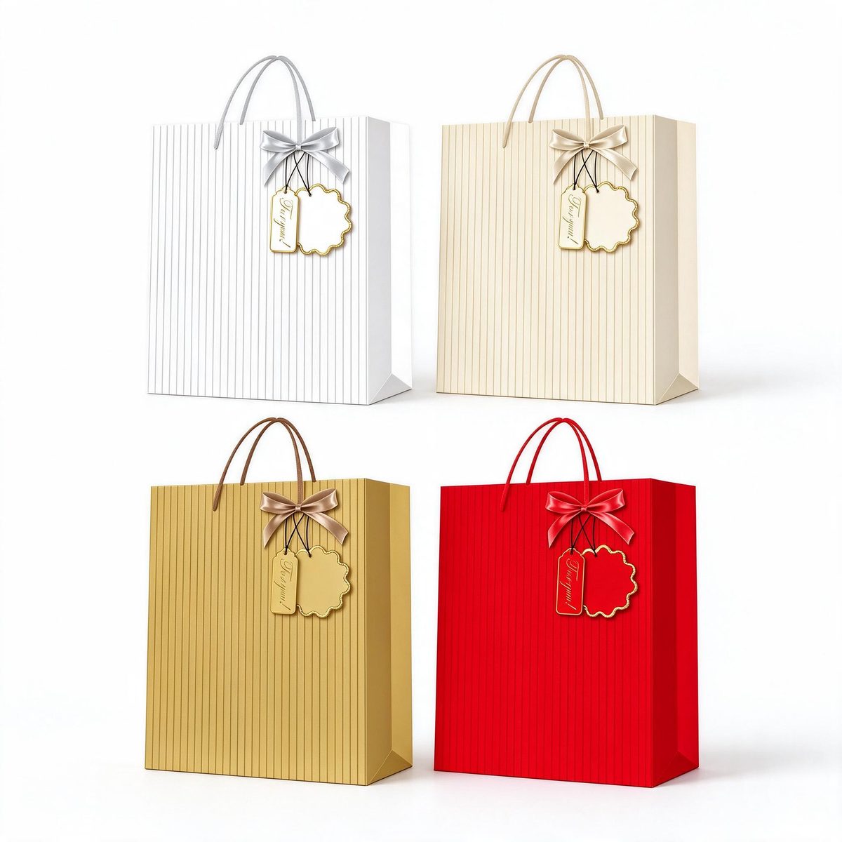 Square Gift Bag Vertical Stripe with Tag 26x12x32 (Gilding 1117)