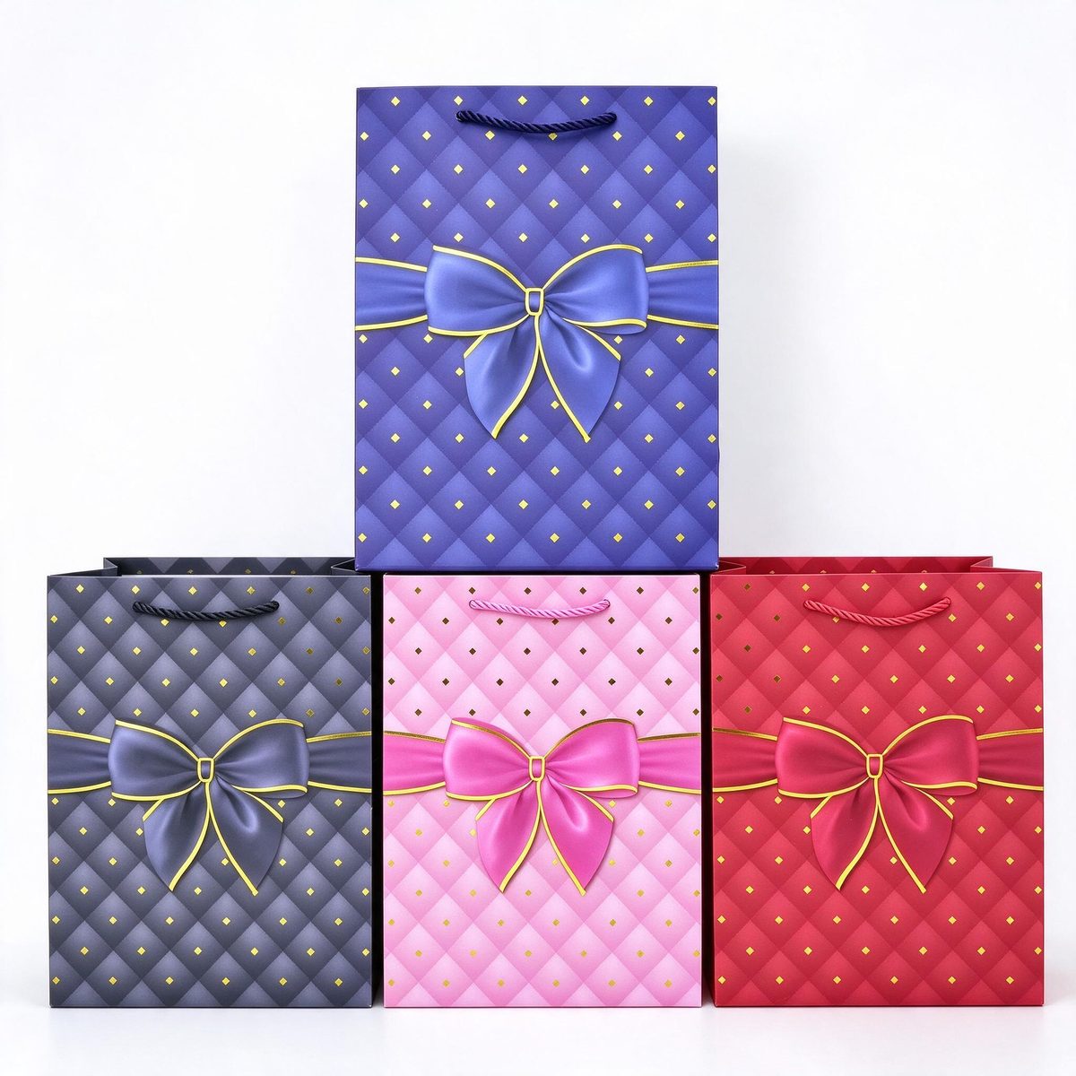 Rectangular Gift Bag Diamond Bow 26x12x32 (Gilding 321)