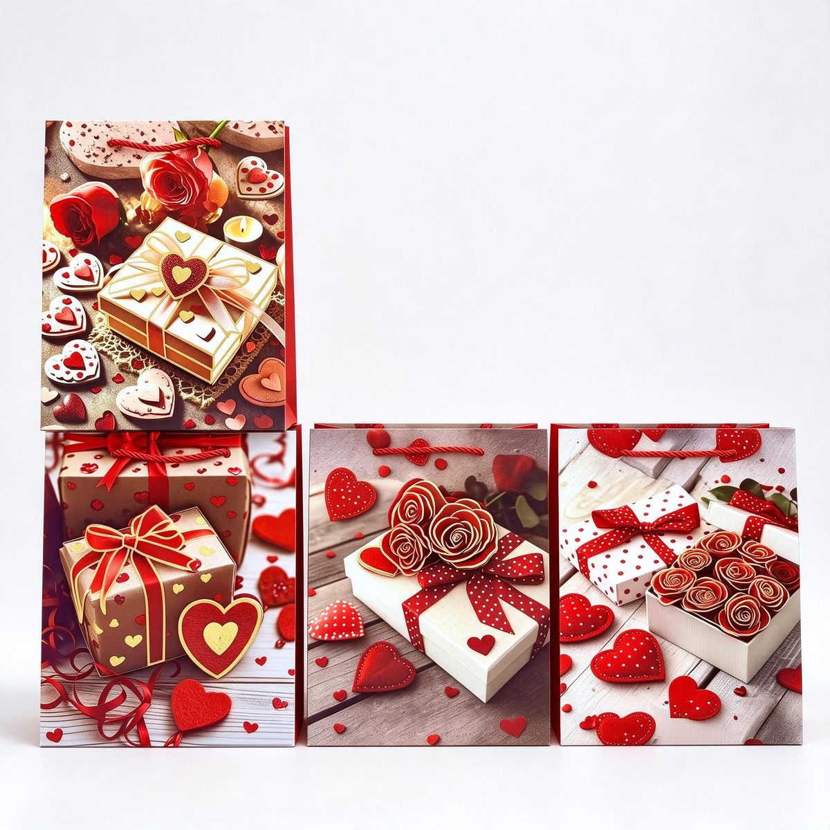 Square Gift Box Gilding Heart Rose 22x22x22 (Gilding 5036)