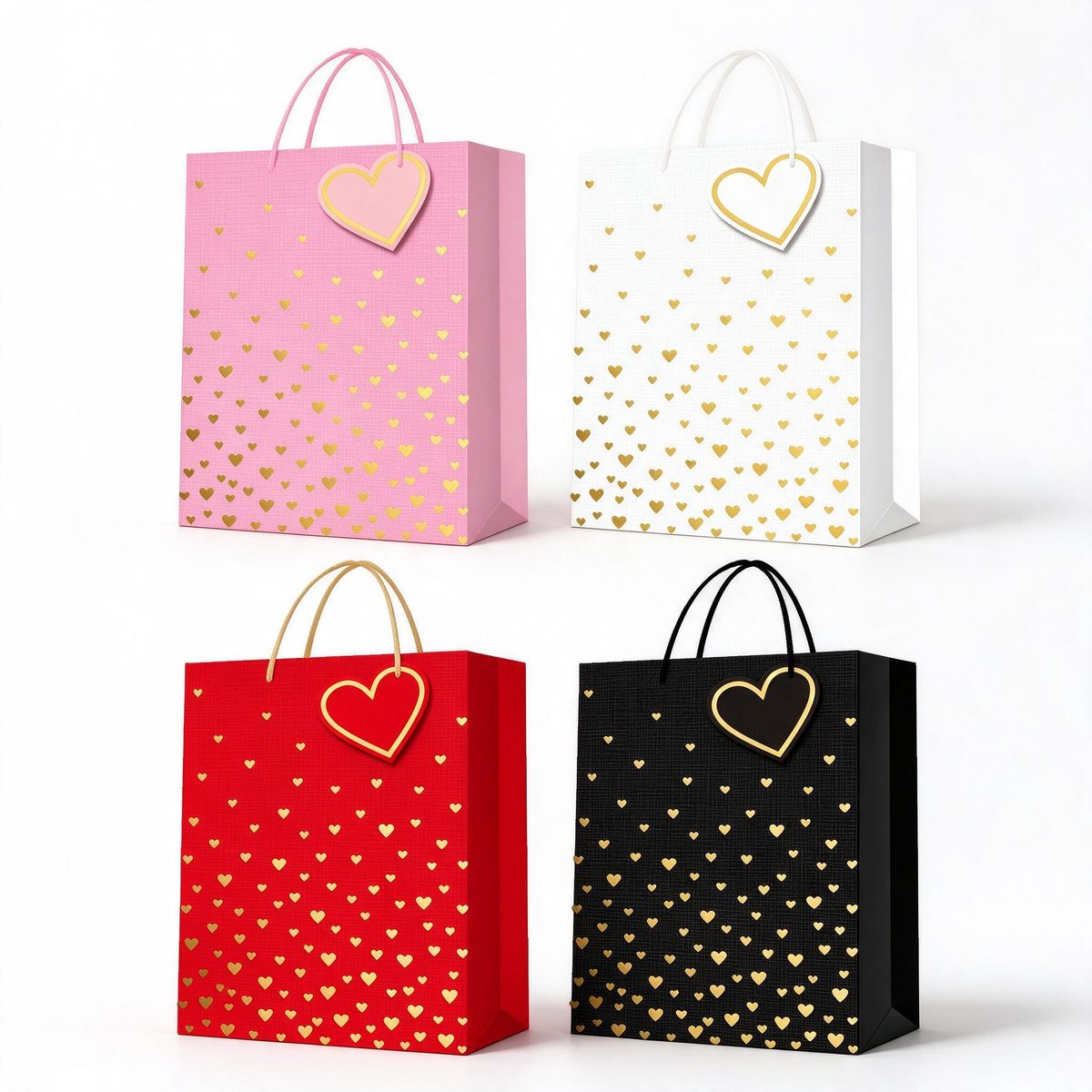 Square Gift Bag Large Heart 18x10x23 (Gilding embossing 20841)