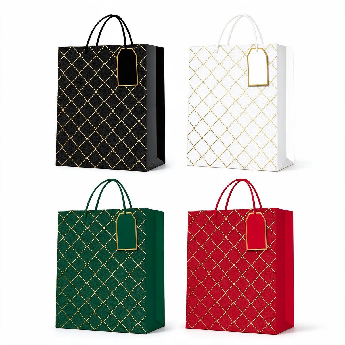 Square Gift Bag Diamond Grid 31x12x41 (Gilding embossing 20829)