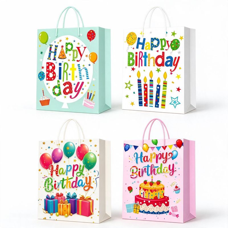 Square Gift Bag Birthday Design 18x10x23 (Gilding 3D 1303)
