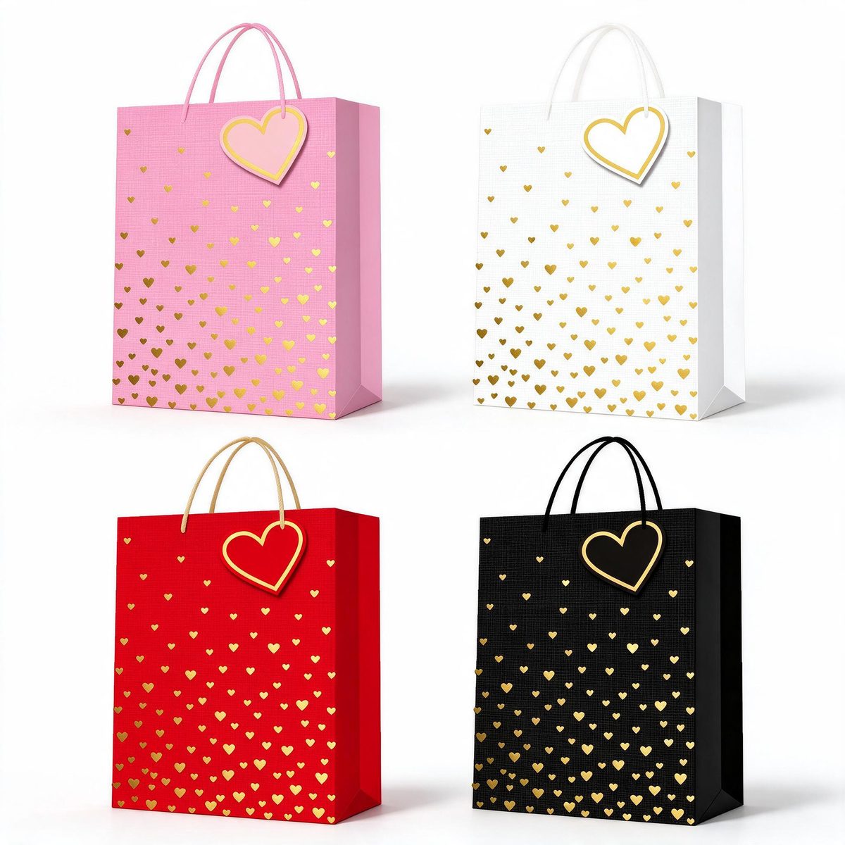 Square Gift Bag Heart Dots 31x12x41 (Gilding embossing 20841)