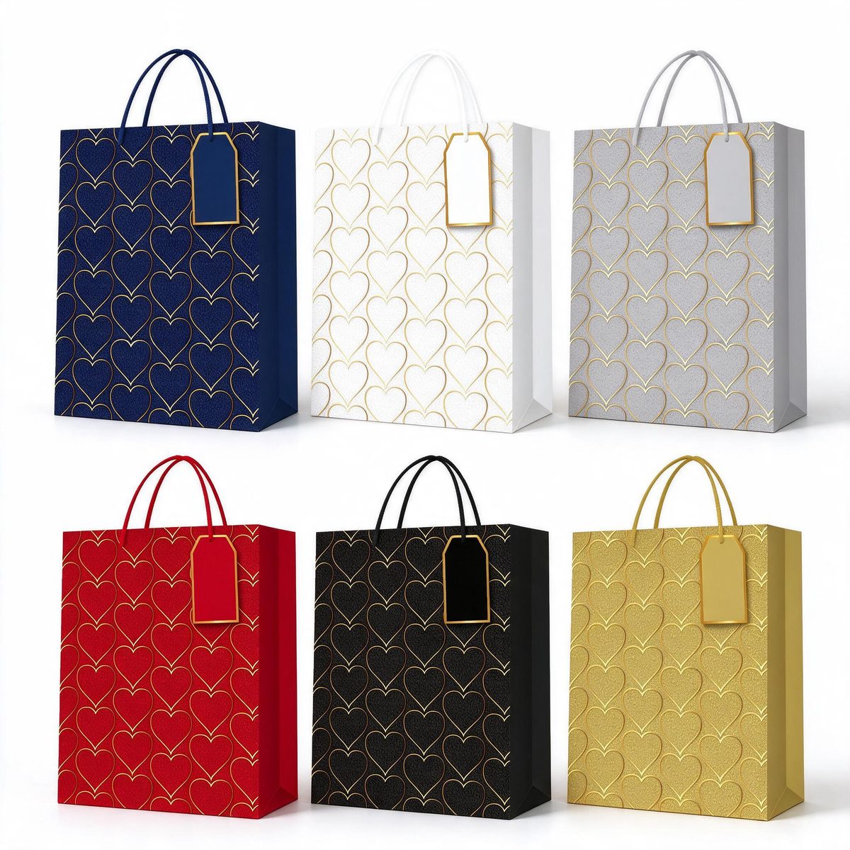 Square Gift Bag Full Hearts 26x12x32 (Gilding embossing 20818)