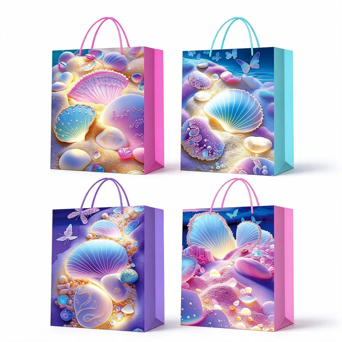 Square Gift Bag Ocean Shell 31x12x41 (Glitter 575)