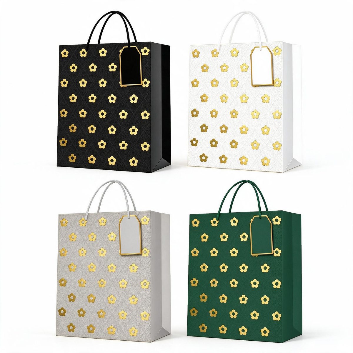 Square Gift Bag Gold Florets 31x12x41 (Gilding embossing 20836)
