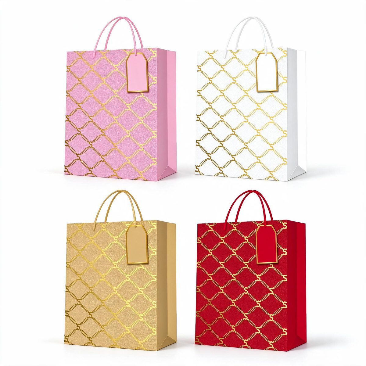 Square Gift Bag Diamond Check 26x12x32 (Gilding embossing 20828)