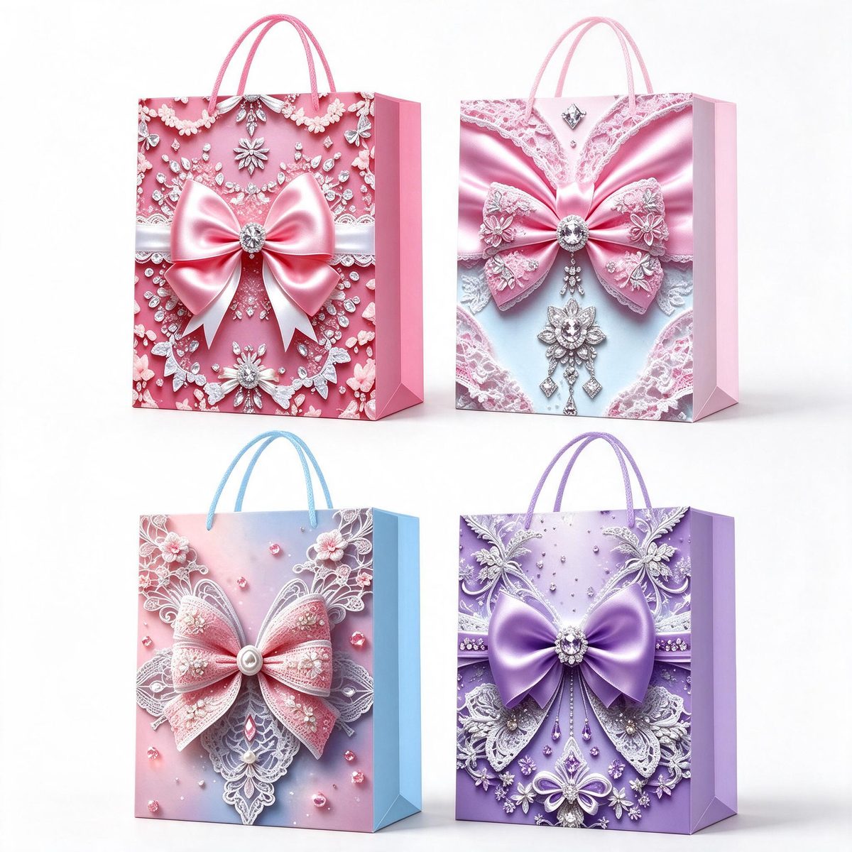 Rectangular Gift Bag Lace Rhinestone 31x12x41 (Gilding 3D 1319)