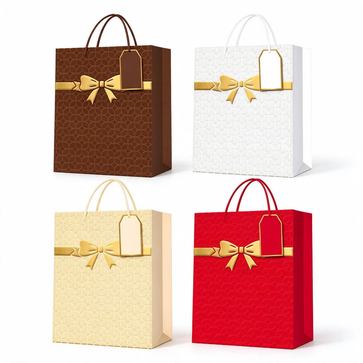 Square Gift Bag Bow with Tag 26x12x32 (Gilding embossing 20840)