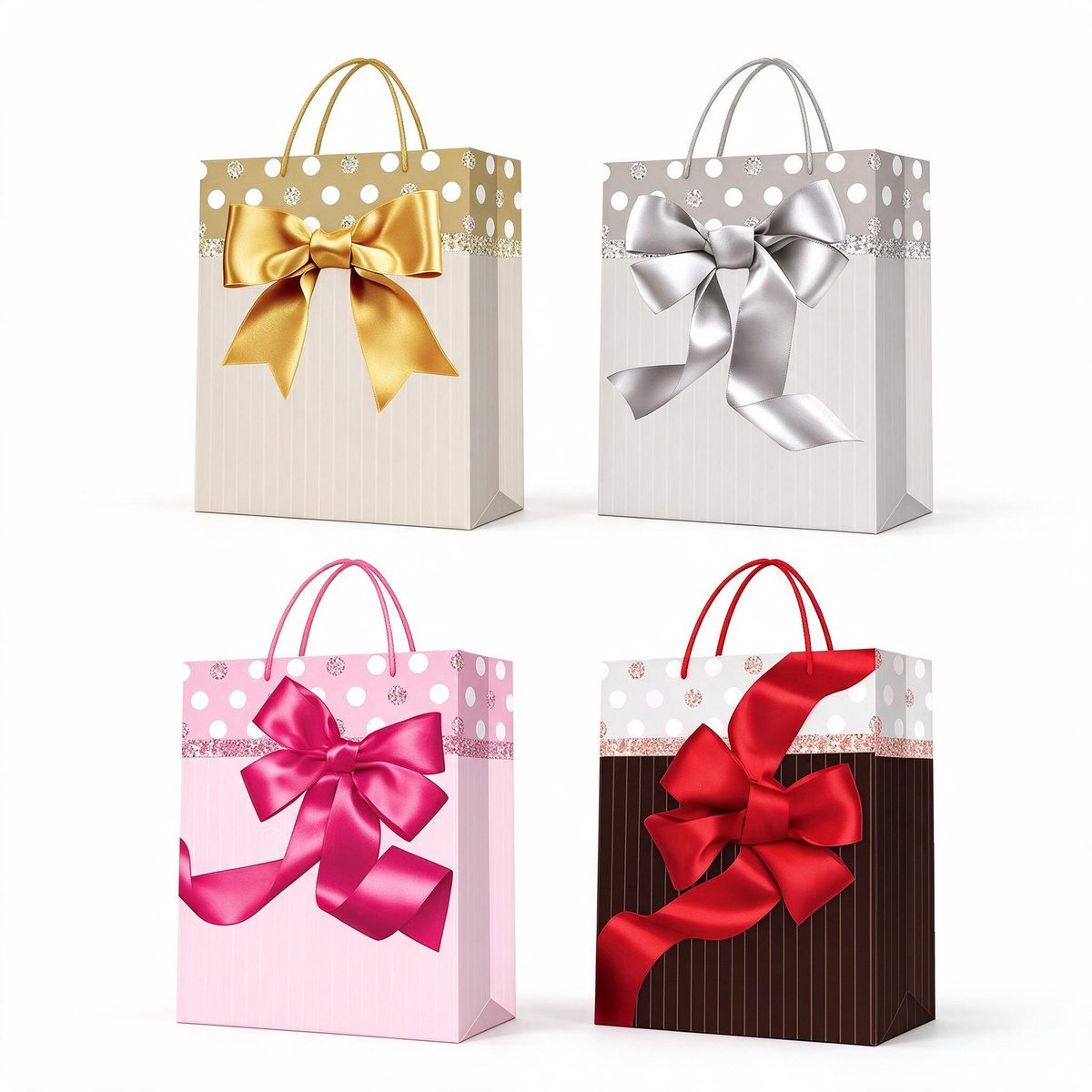 Square Gift Bag Sequin Dots 26x12x32 (Glitter 791)